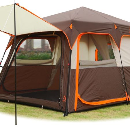 Instant Tent 6-8 Person(C),Large Family Cabin Tents,Automatic Tent Build Quickly in 60S,2 Rooms,2 Top Windows,3 Doors and 3 Windows with Mesh,Waterproof,Big Tents for Outdoor,Picnic,Camping