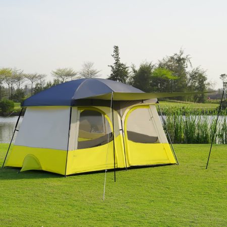 Tents，6-8 Person Camping Tent with Extended Vestibule，2 Room Weather Resistant Family Tents，Easy Install Waterproof Outdoor Tent for Backpacking and Camping Hiking